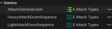 Stamina variables on the combat component