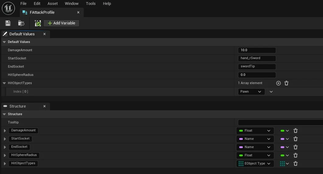 Attack Profile struct