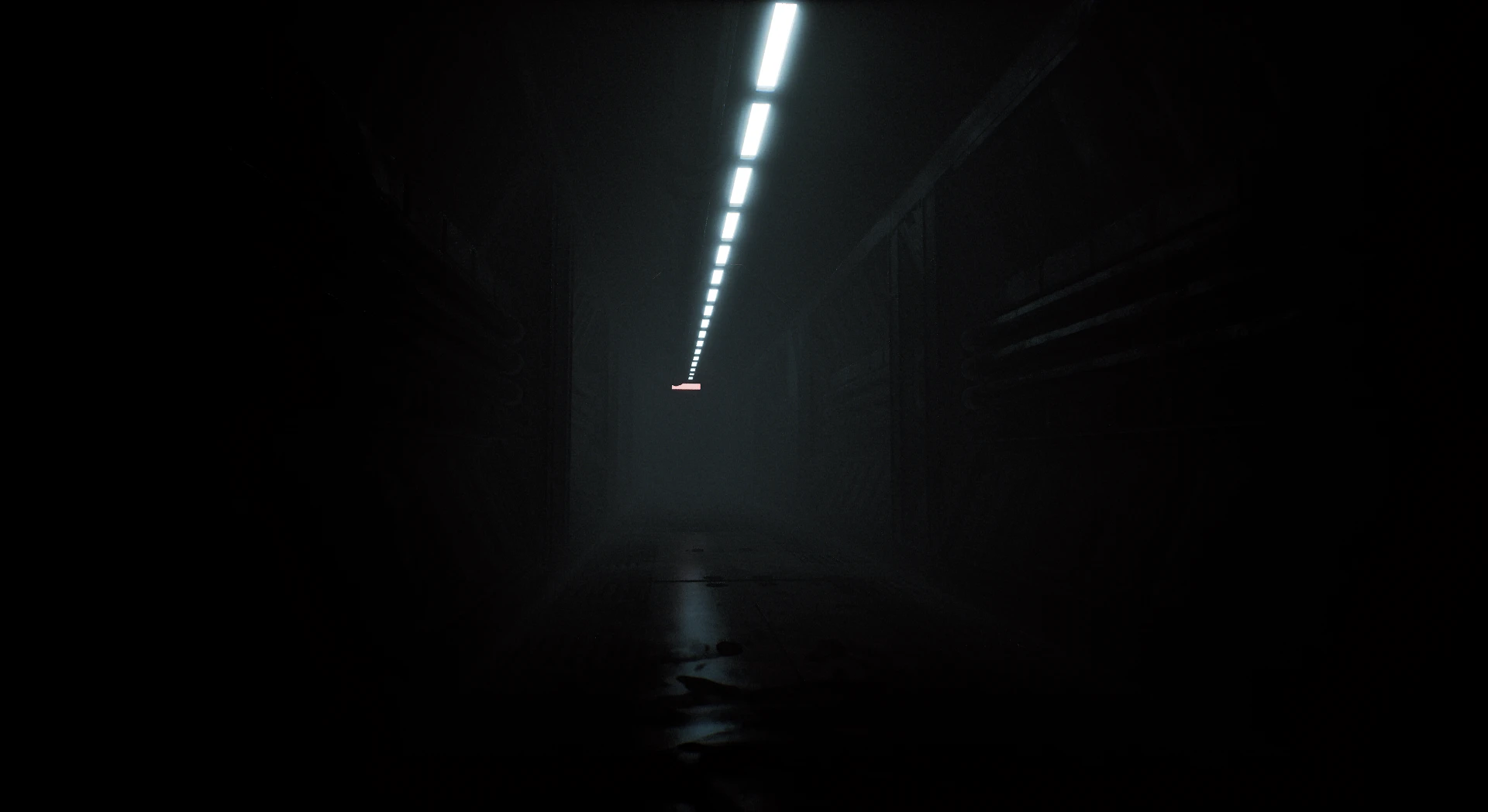 Underbelly entrance corridor — fog and headlamp contrast
